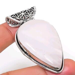 Rose Quartz Gemstone Handmade Gift Jewelry Pendant 2"